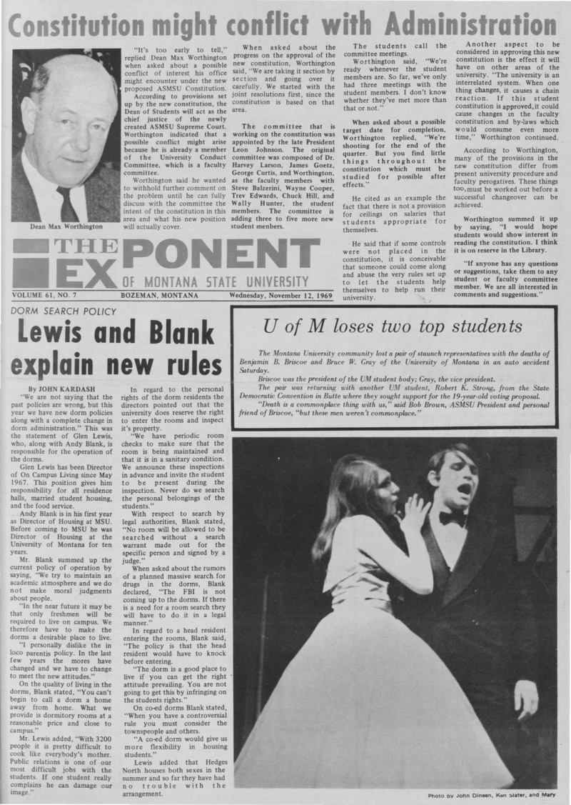 The Exponent of Montana State University, November 12, 1969