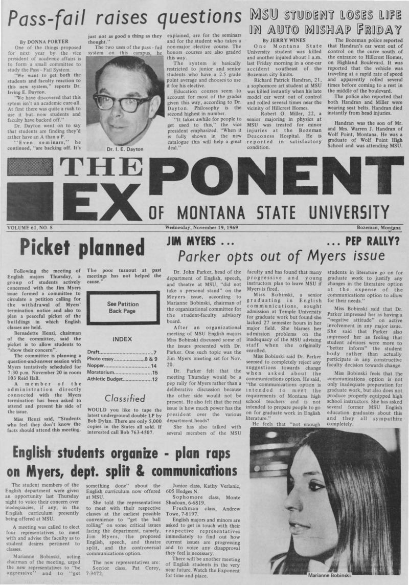 The Exponent of Montana State University, November 19, 1969