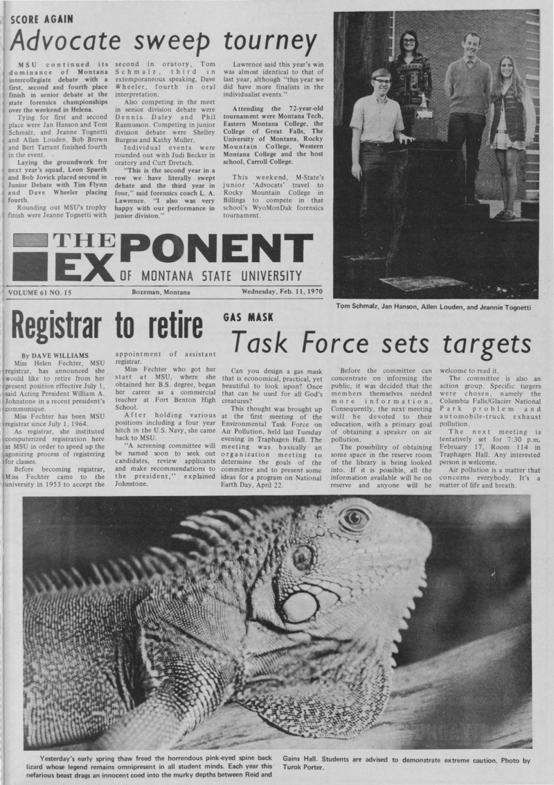 The Exponent of Montana State University, February 11, 1970