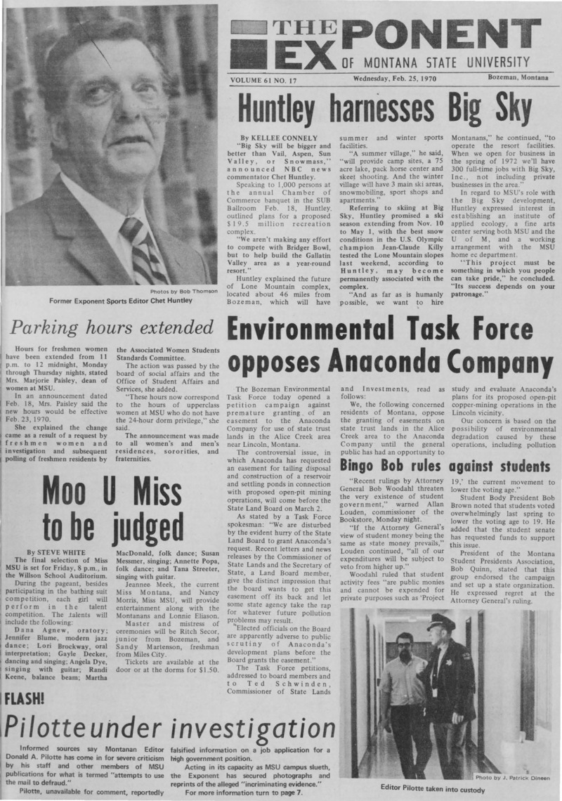 The Exponent of Montana State University, February 25, 1970