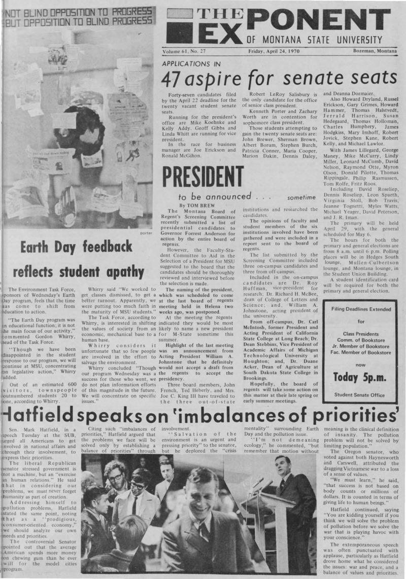 The Exponent of Montana State University, April 24, 1970