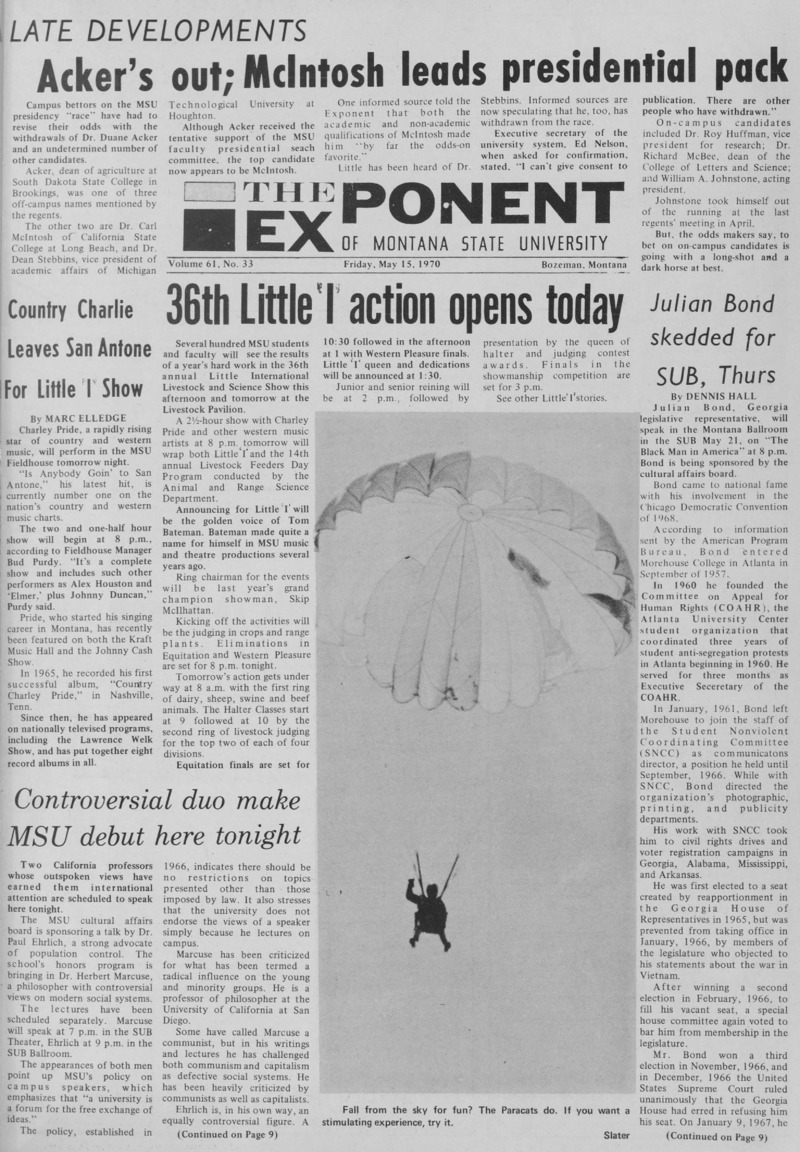 The Exponent of Montana State University, May 15, 1970