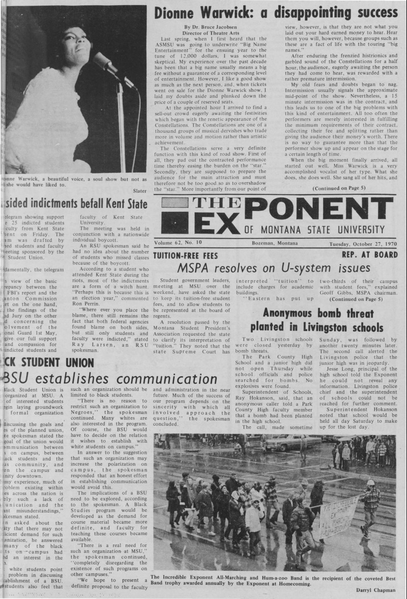 The Exponent of Montana State University, October 27, 1970