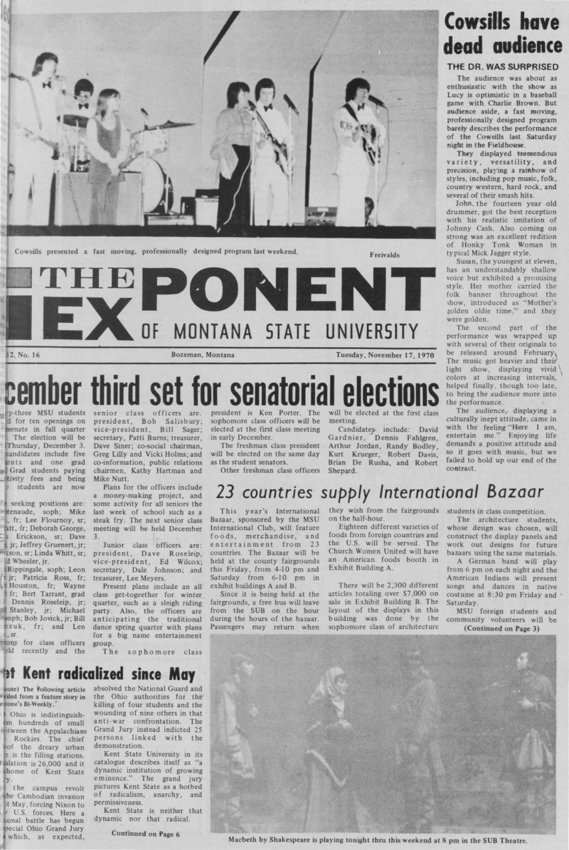 The Exponent of Montana State University, November 17, 1970