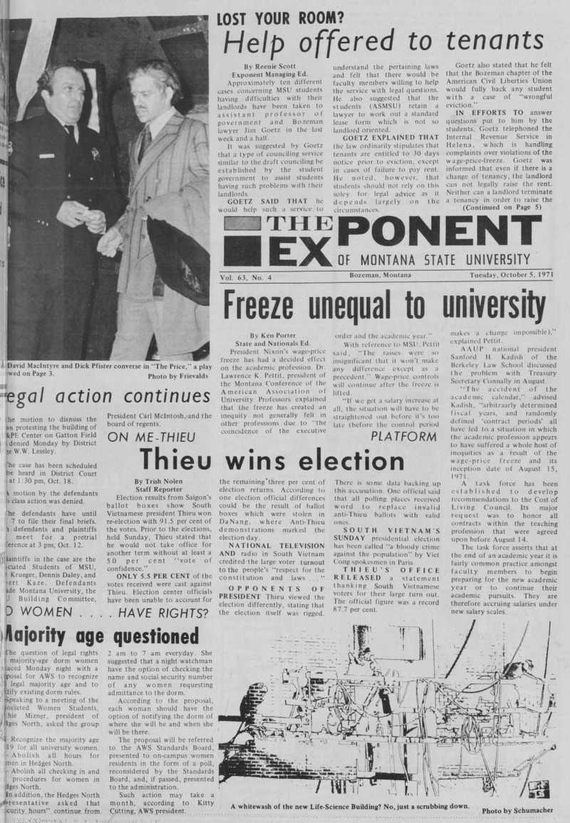 The Exponent of Montana State University, October 5, 1971