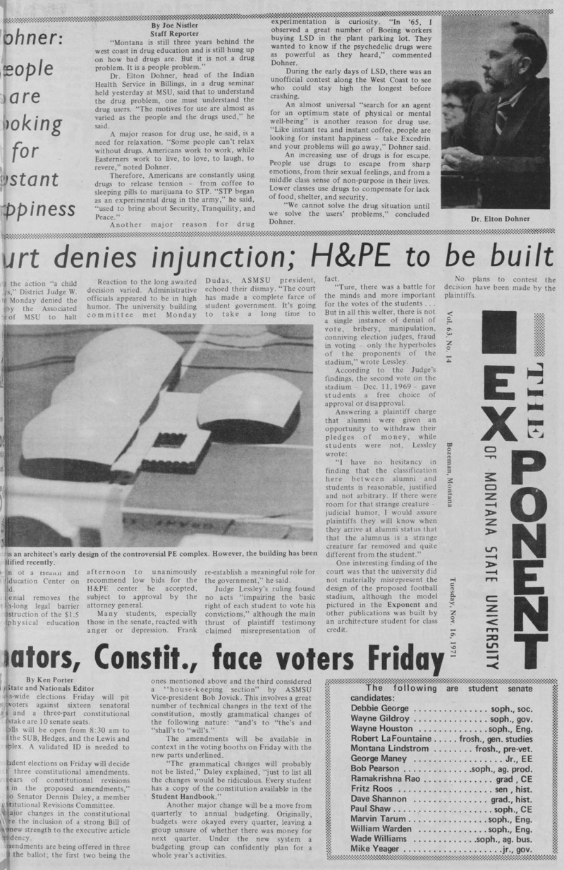 The Exponent of Montana State University, November 16, 1971