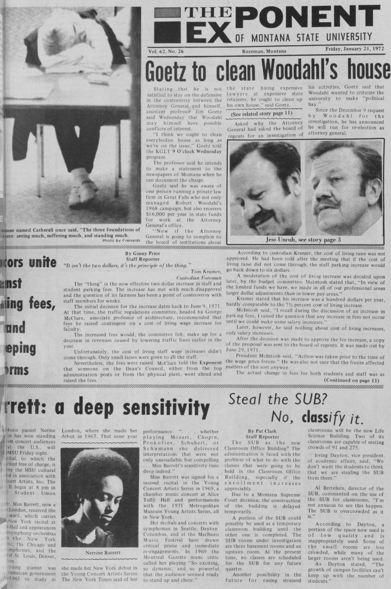 The Exponent of Montana State University, January 21, 1972