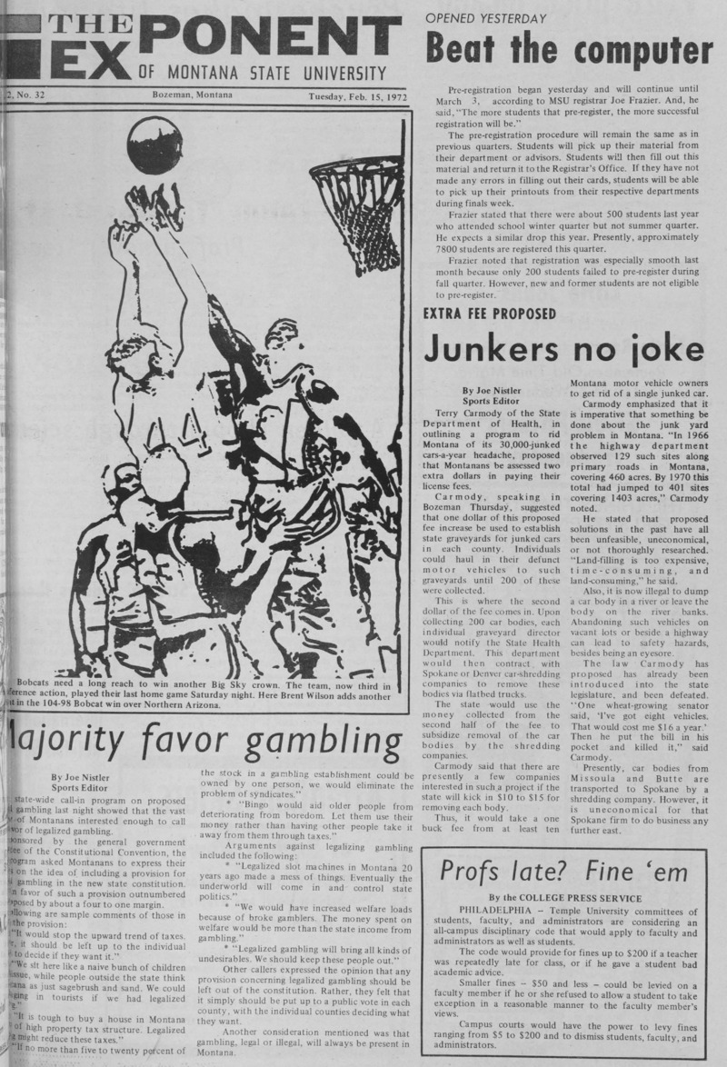 The Exponent of Montana State University, February 15, 1972