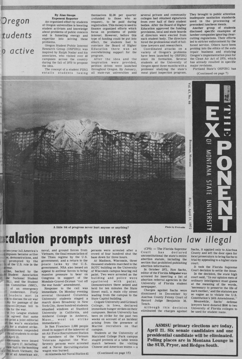 The Exponent of Montana State University, April 21, 1972