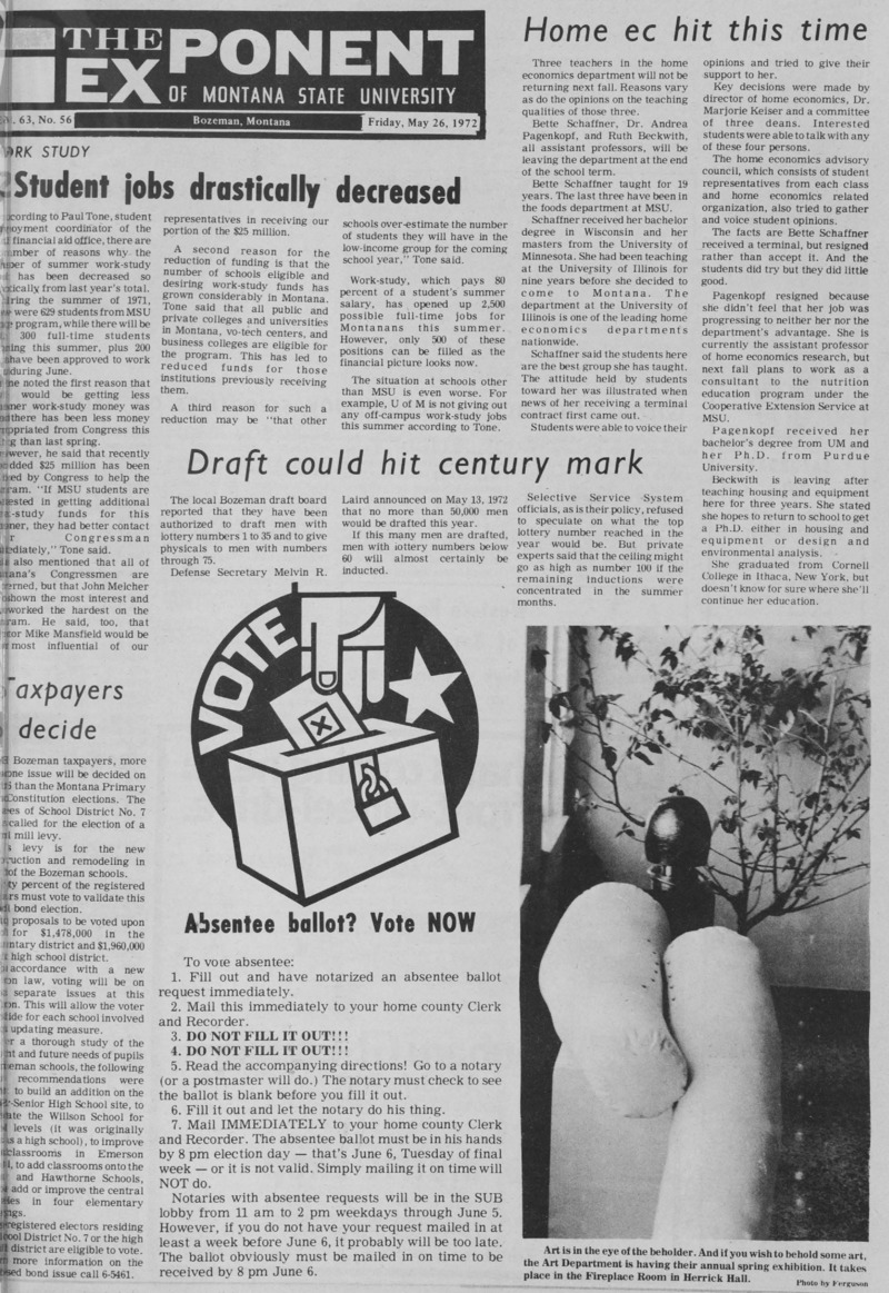 The Exponent of Montana State University, May 26, 1972