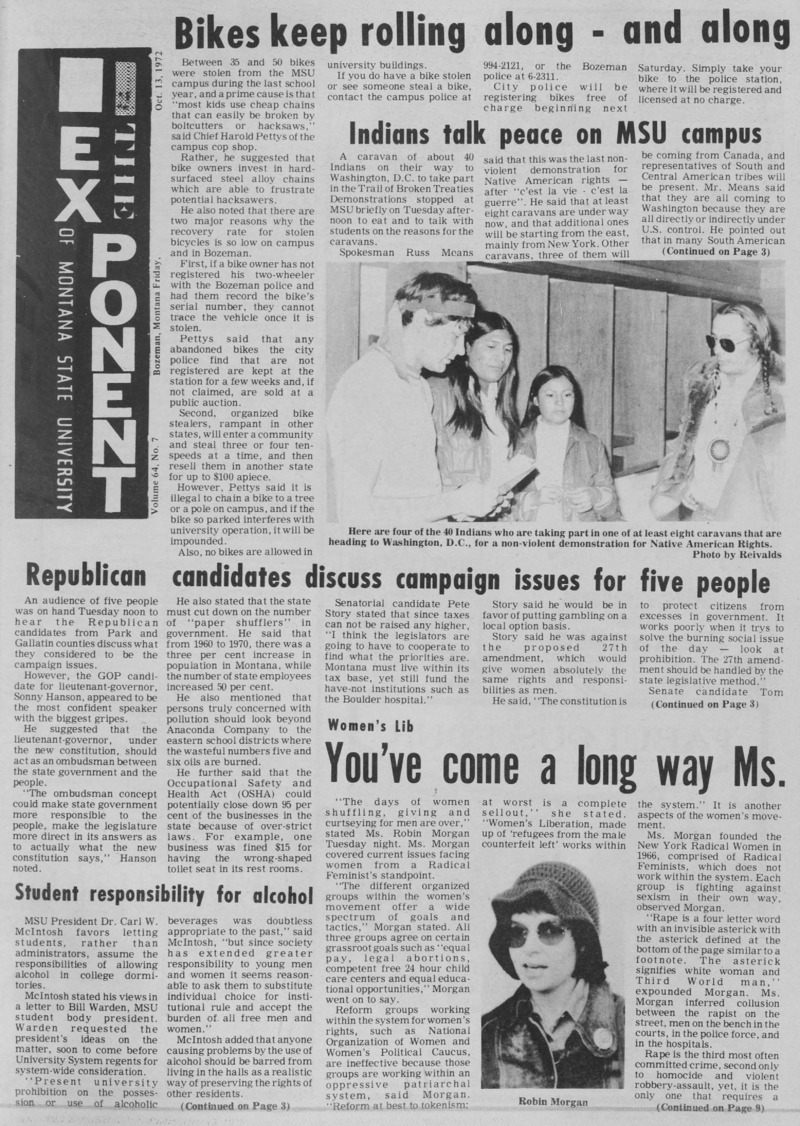 The Exponent of Montana State University, October 13, 1972