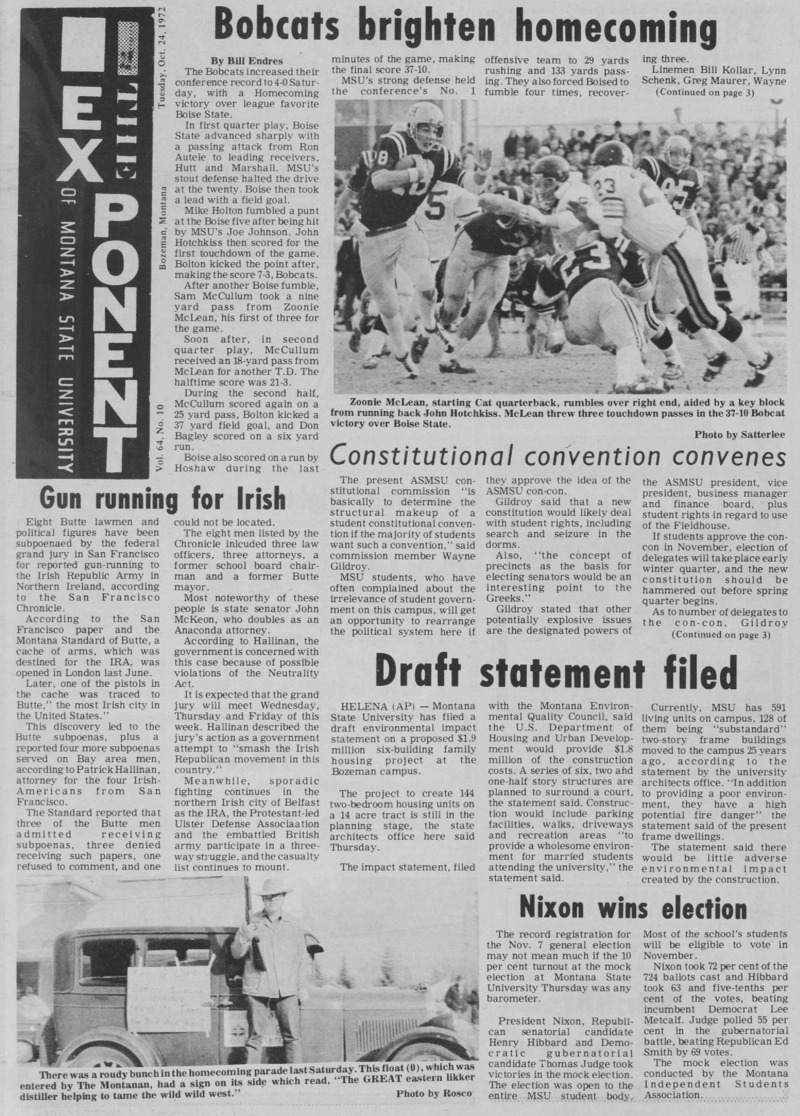The Exponent of Montana State University, October 24, 1972