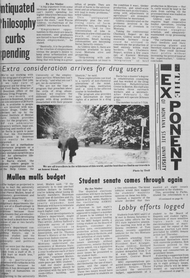 The Exponent of Montana State University, January 9, 1973