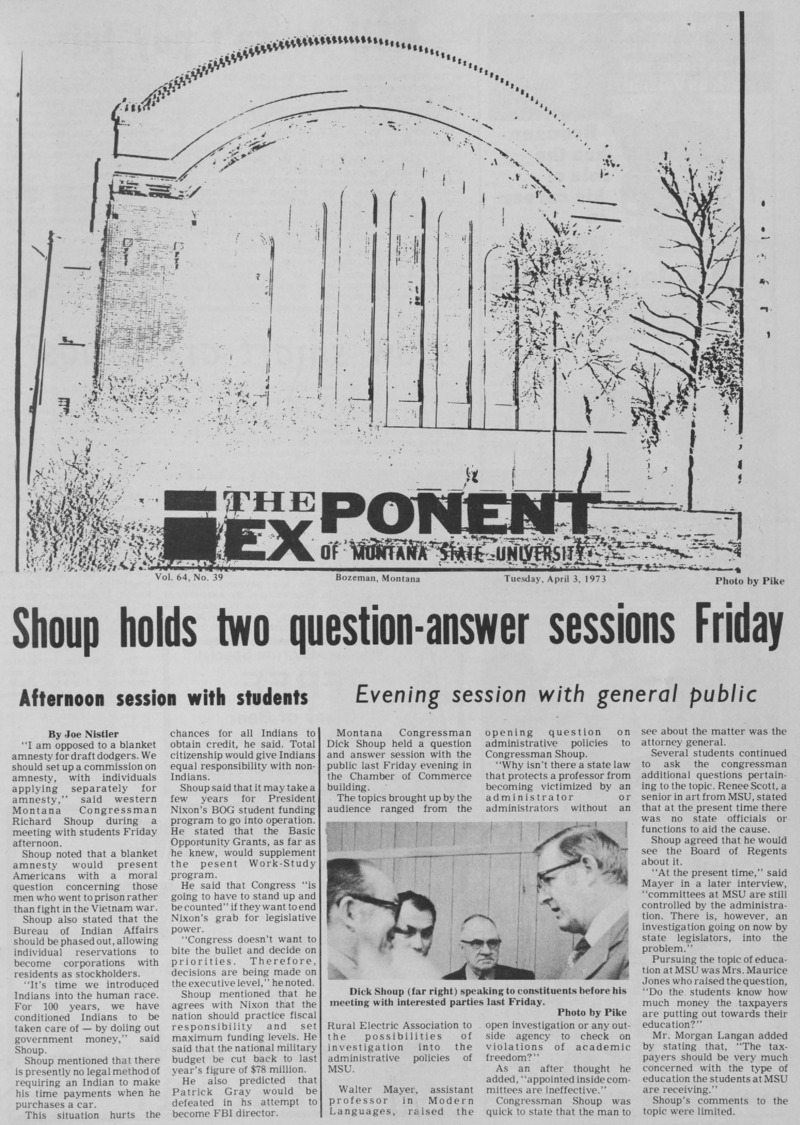 The Exponent of Montana State University, April 3, 1973
