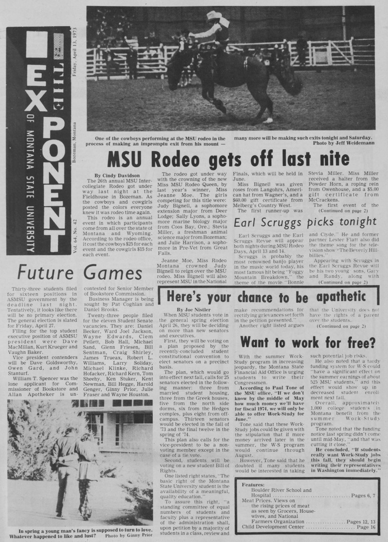 The Exponent of Montana State University, April 13, 1973