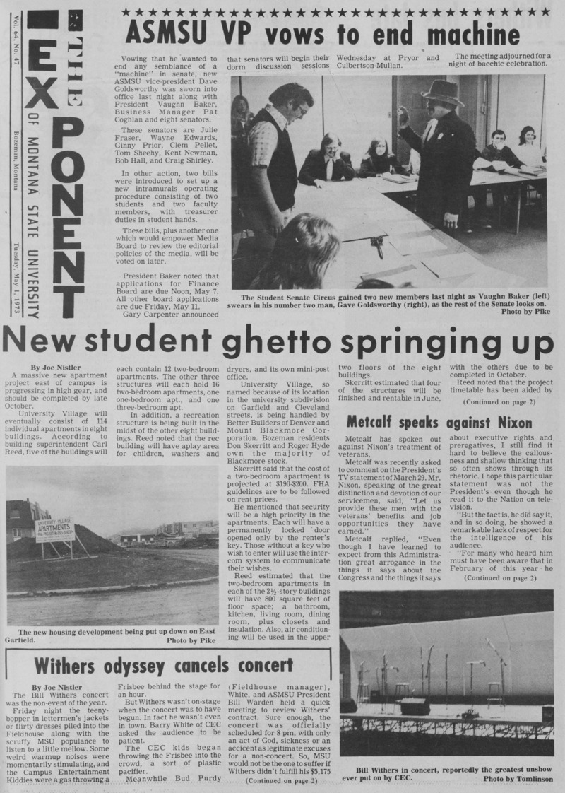 The Exponent of Montana State University, May 1, 1973