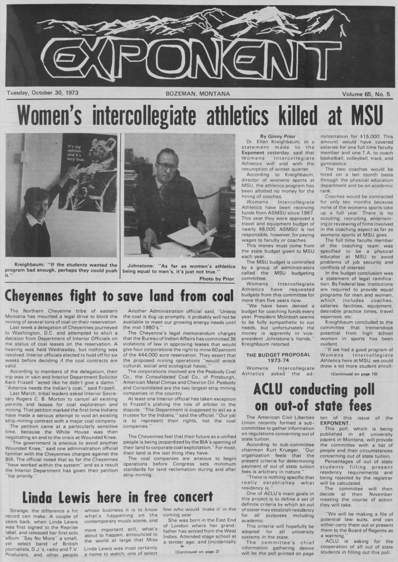 The Exponent, October 30, 1973
