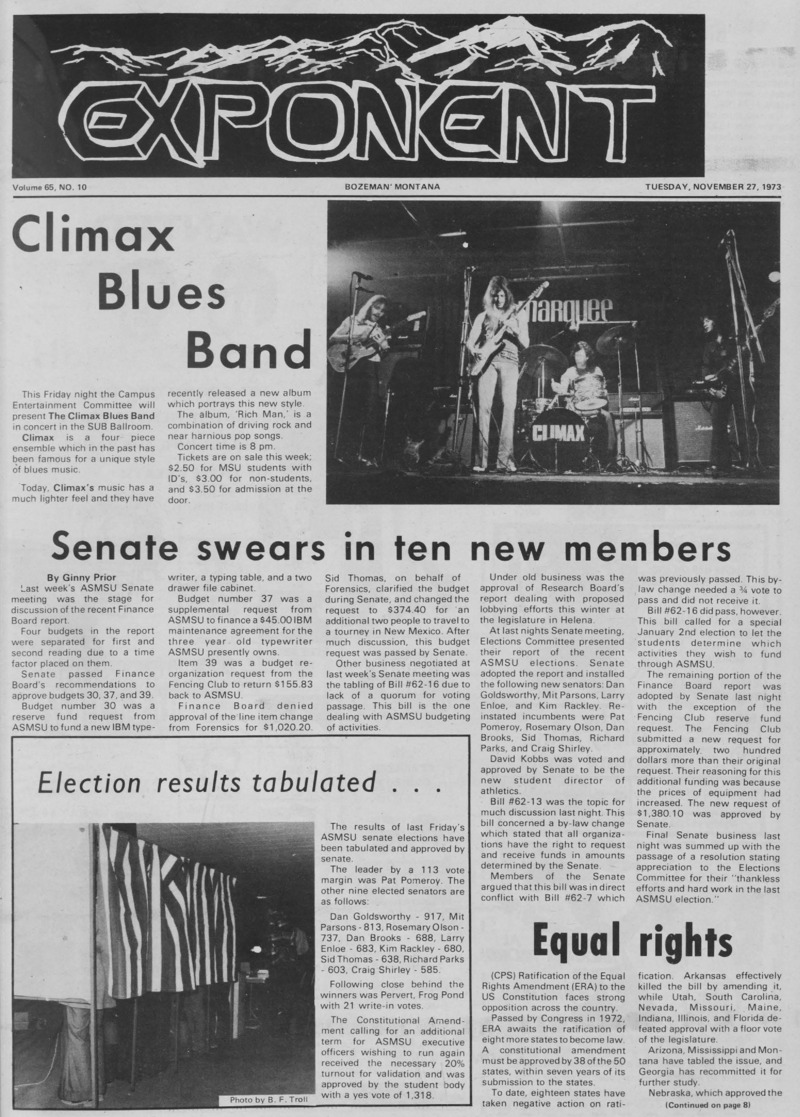 The Exponent, November 27, 1973