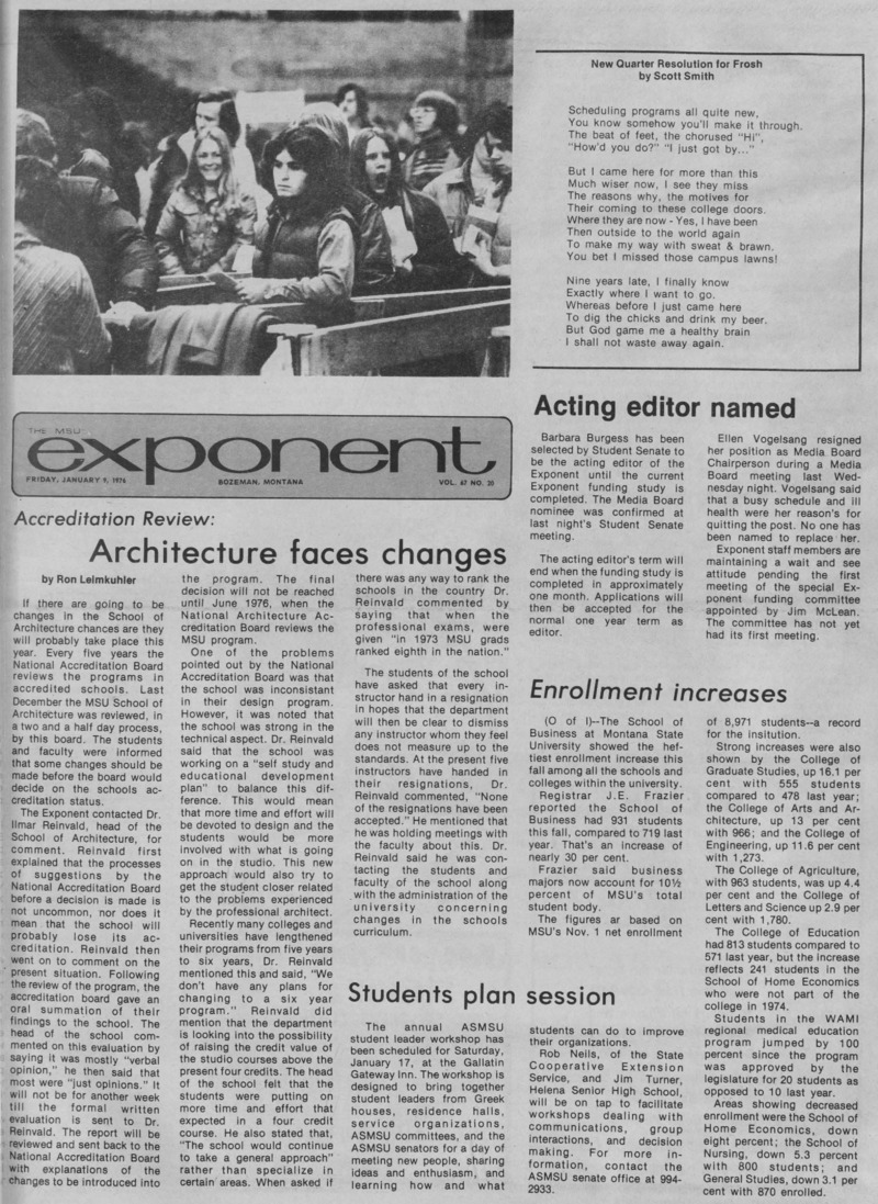 The MSU Exponent, January 9, 1976