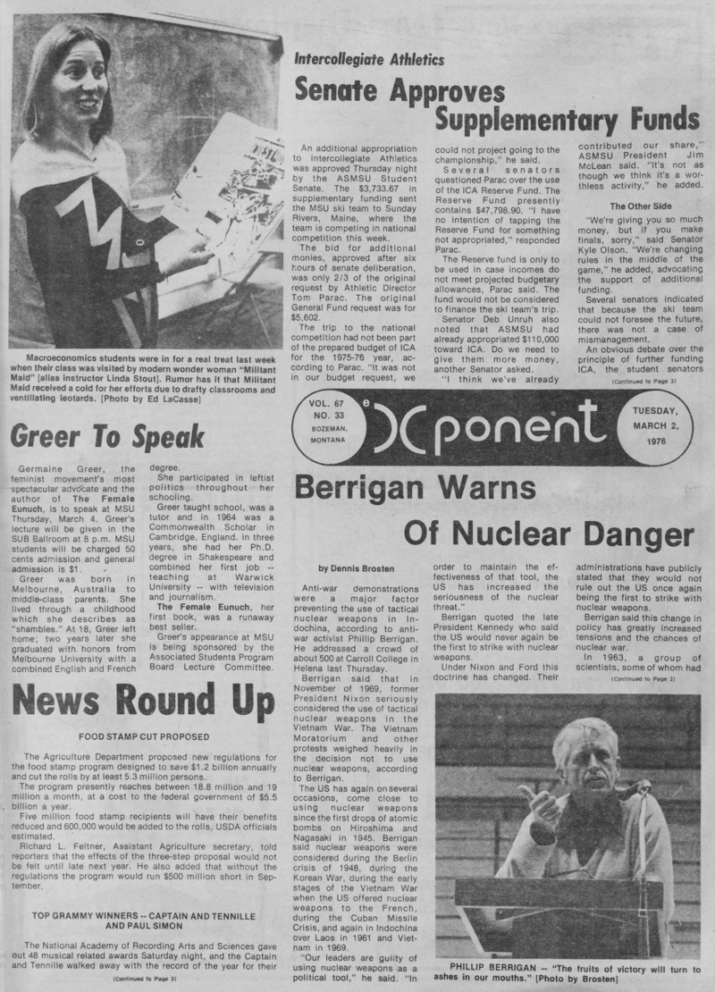 The Exponent, March 2, 1976