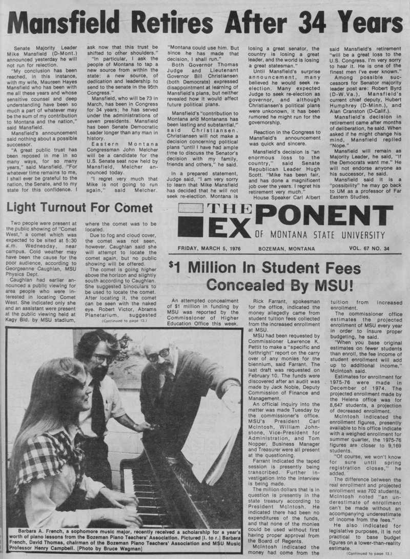 The Exponent of Montana State University, March 5, 1976
