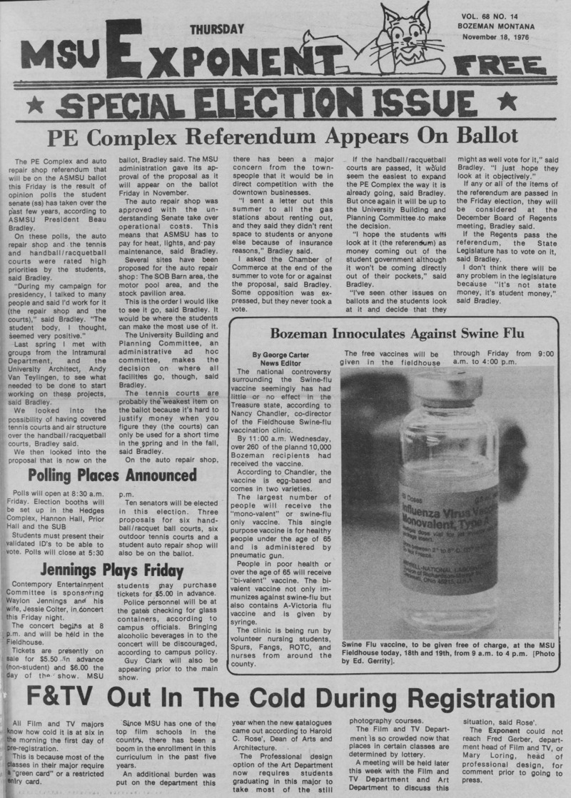 The MSU Exponent Free Special Election Issue, November 18, 1976