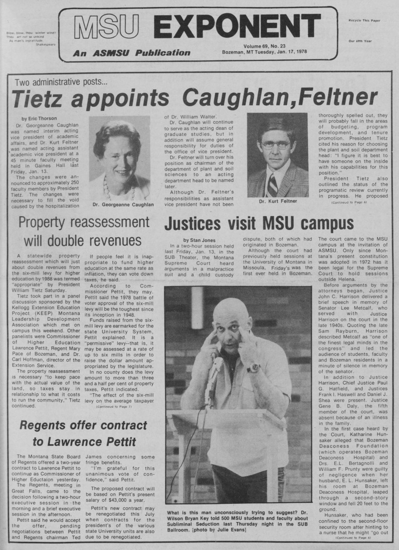 The MSU Exponent, January 17, 1978