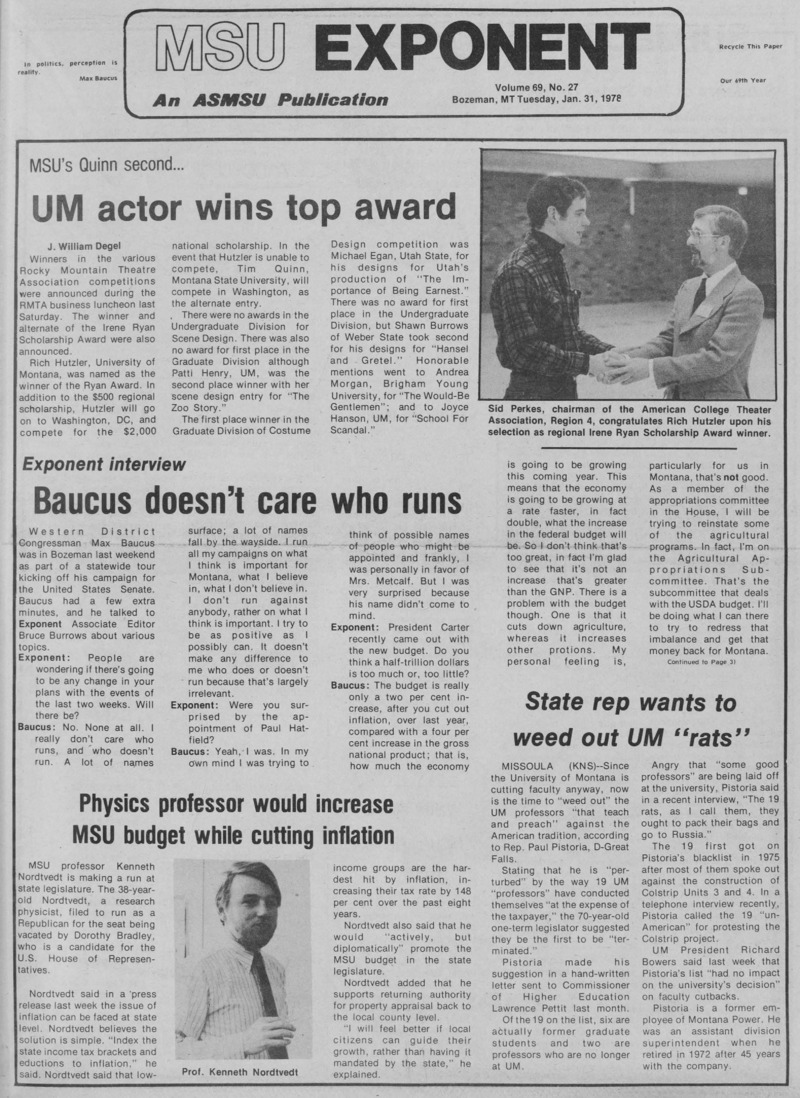 The MSU Exponent, January 31, 1978