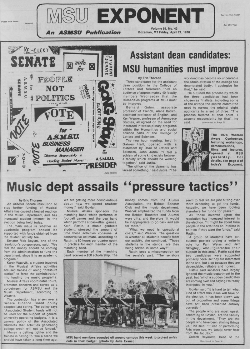 The MSU Exponent, April 21, 1978