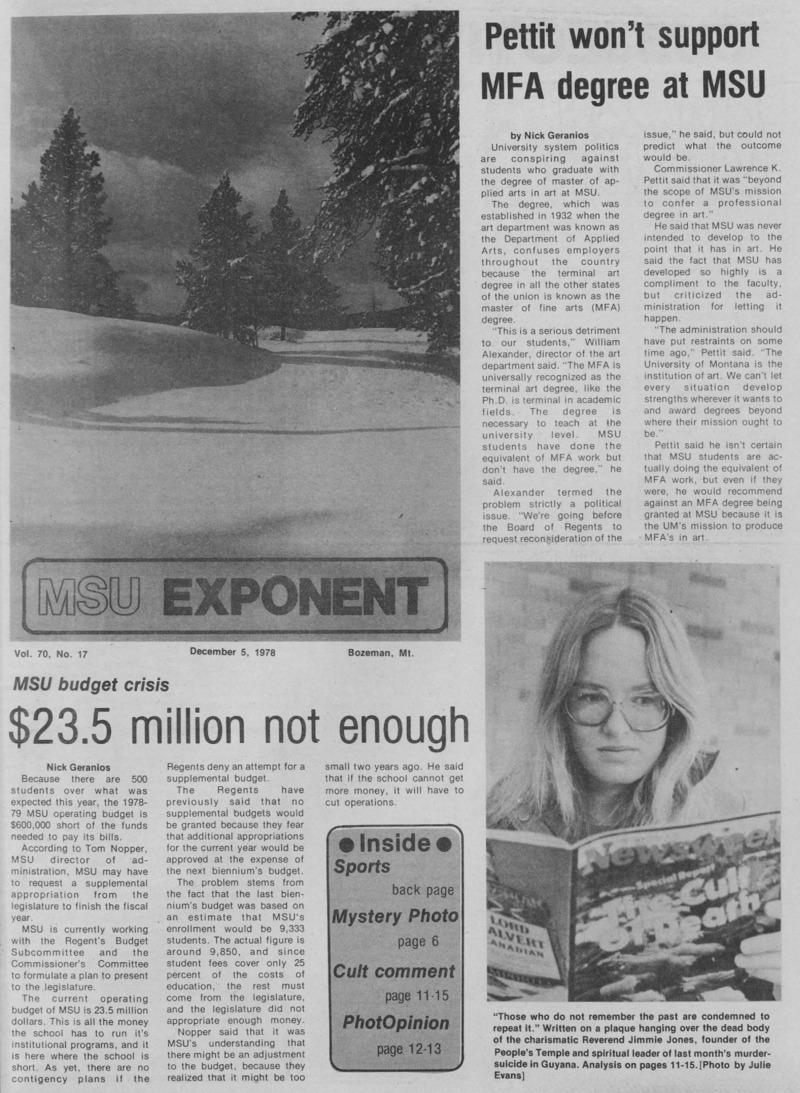 The MSU Exponent, December 5, 1978