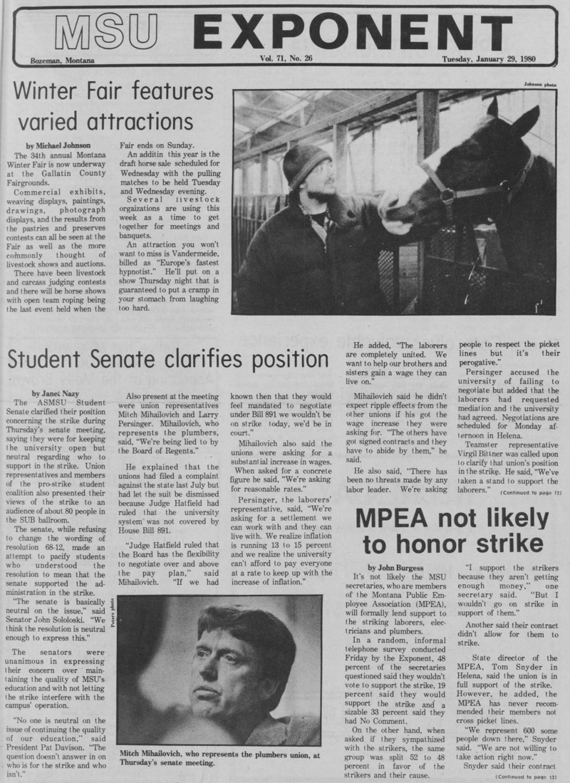 The MSU Exponent, January 29, 1980