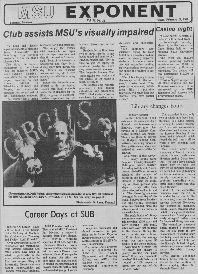 The MSU Exponent, February 29, 1980