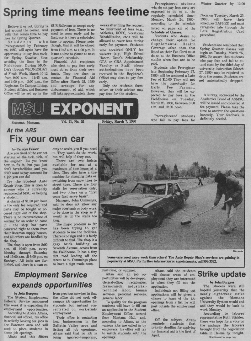 The MSU Exponent, March 7, 1980