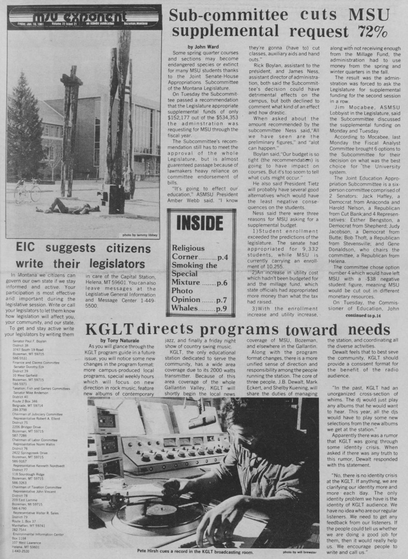 The MSU Exponent, January 16, 1981