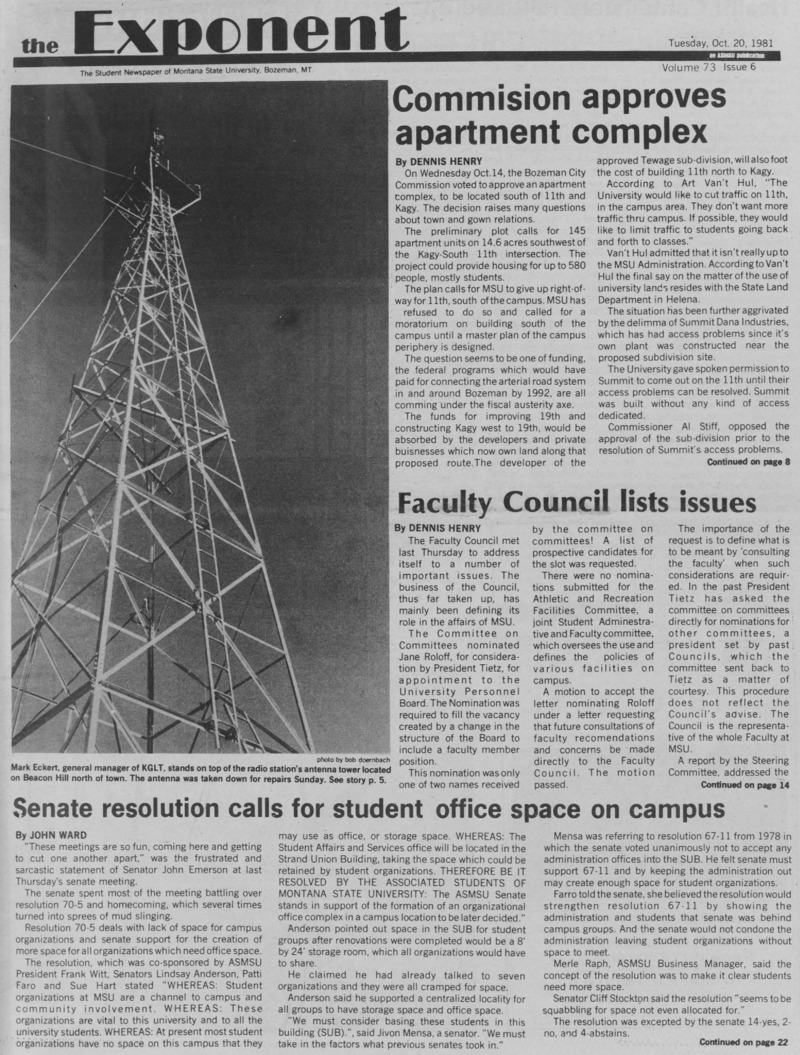 The Exponent, October 20, 1981