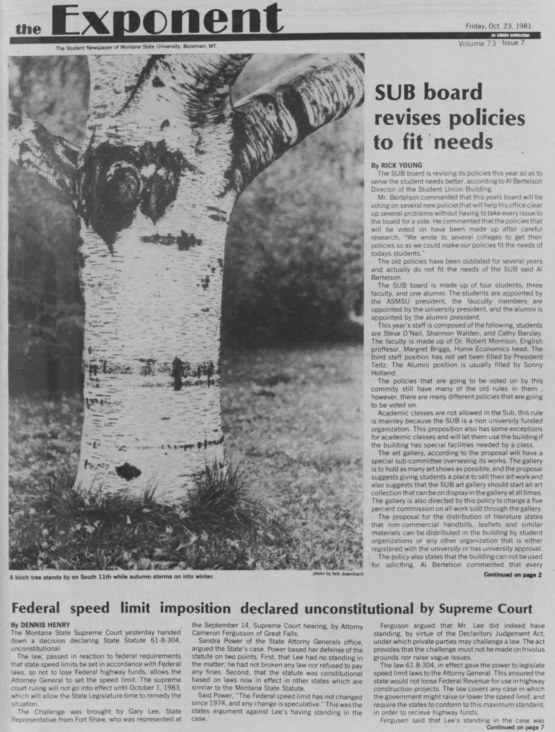 The Exponent, October 23, 1981
