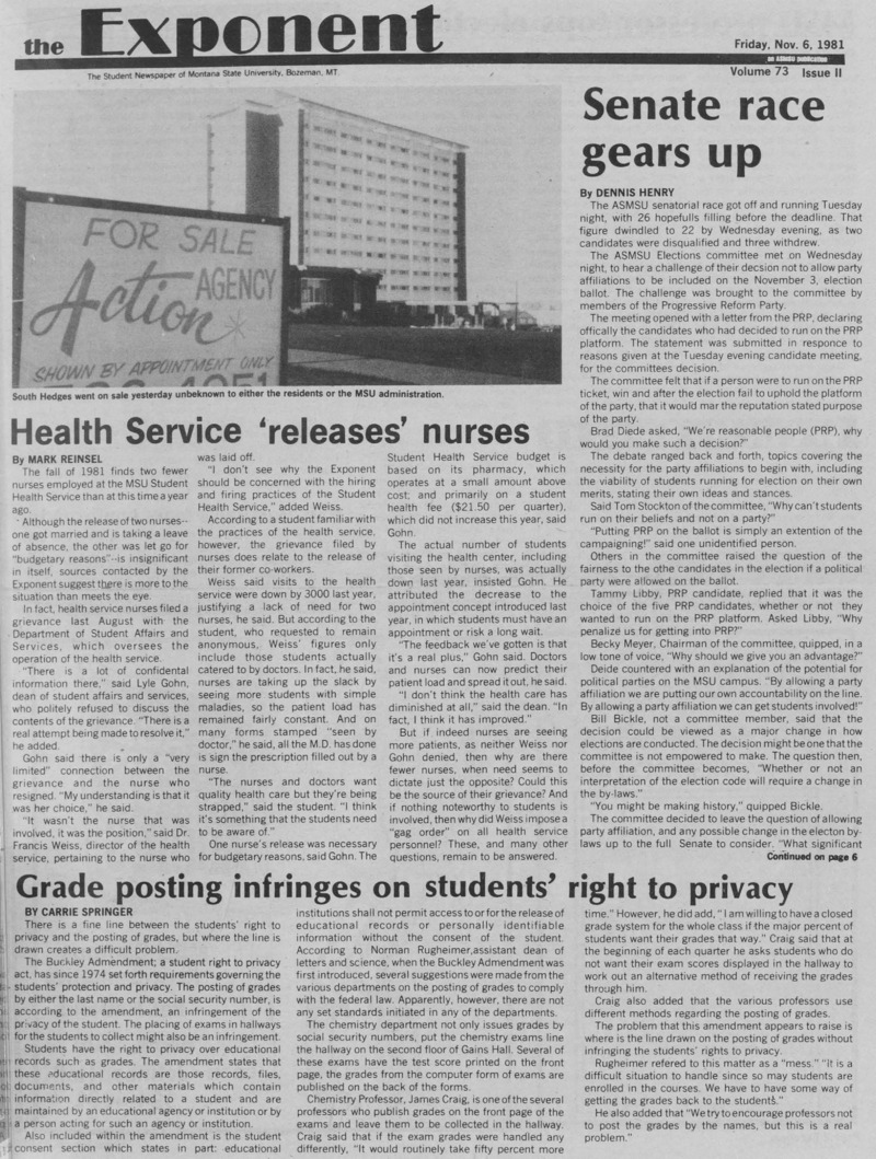 The Exponent, November 6, 1981
