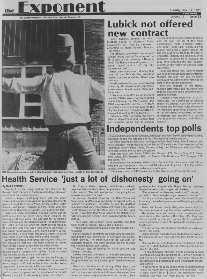 The Exponent, November 17, 1981