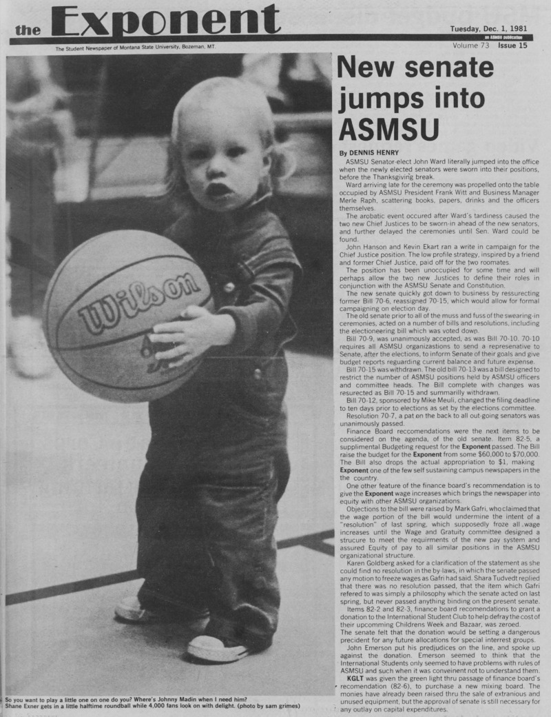 The Exponent, December 1, 1981
