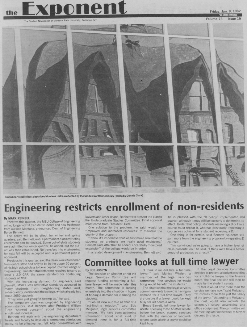 The Exponent, January 8, 1982