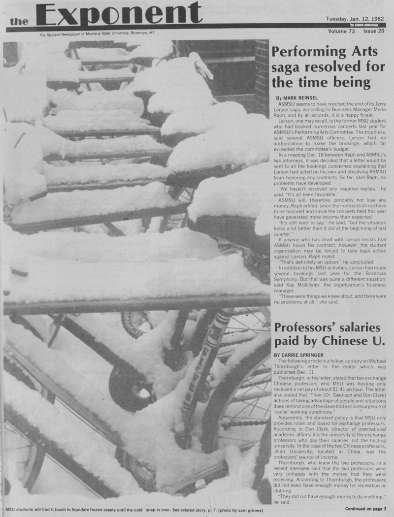 The Exponent, January 12, 1982
