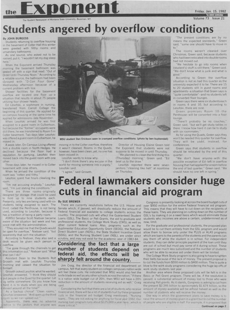 The Exponent, January 15, 1982