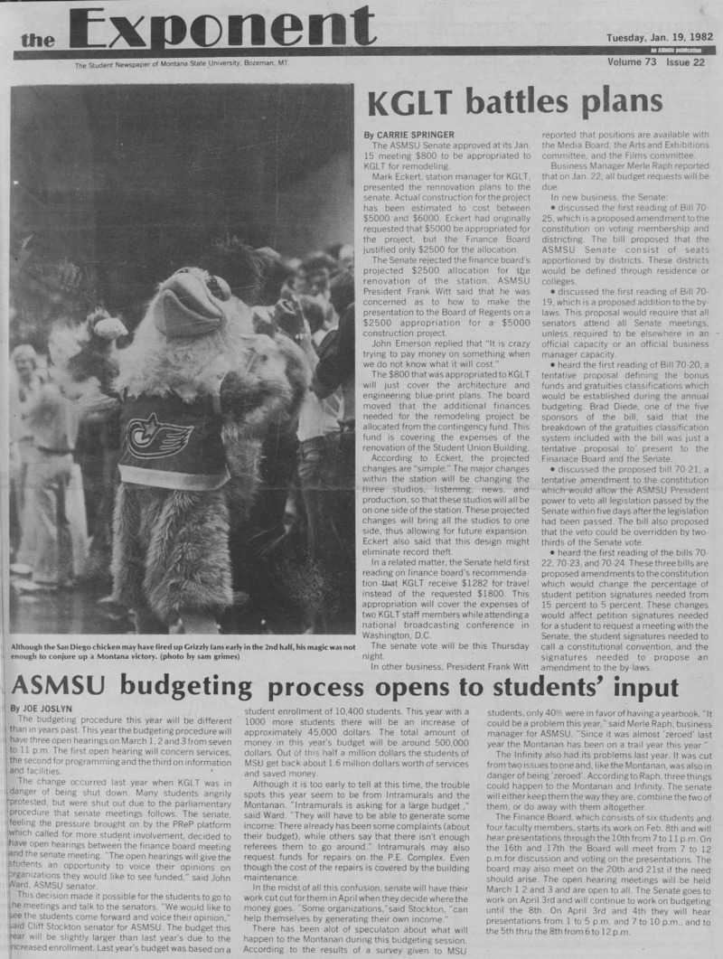 The Exponent, January 19, 1982