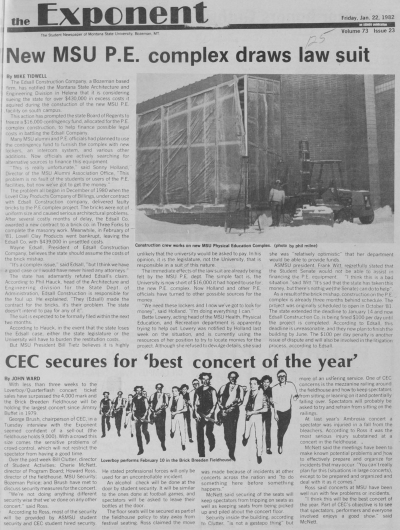 The Exponent, January 22, 1982