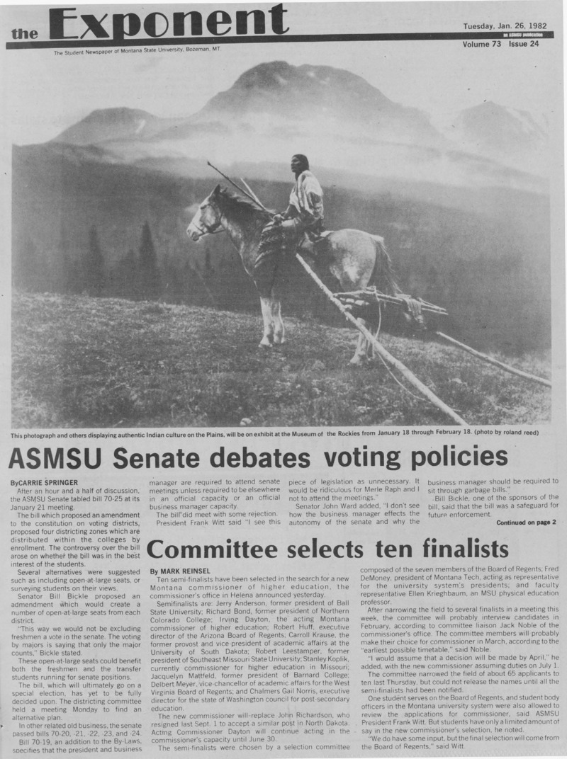 The Exponent, January 26, 1982