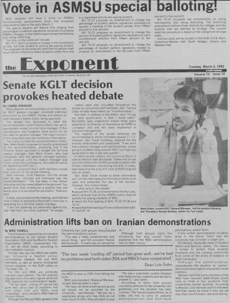 The Exponent, March 2, 1982