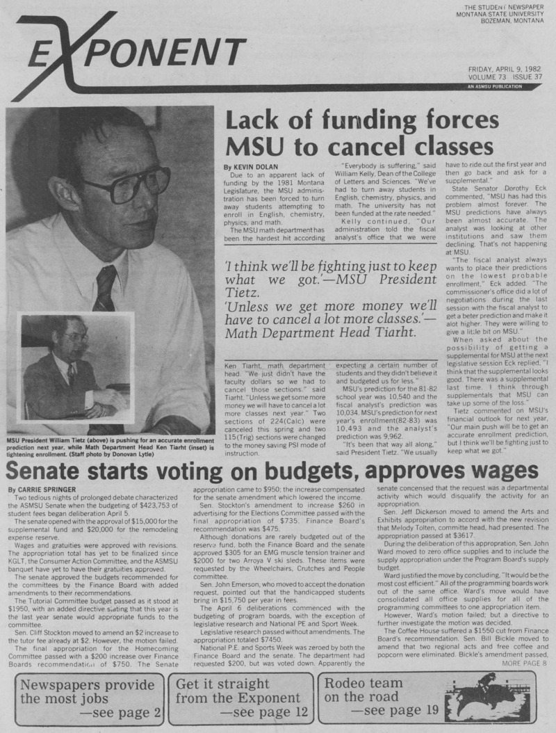 The Exponent, April 9, 1982