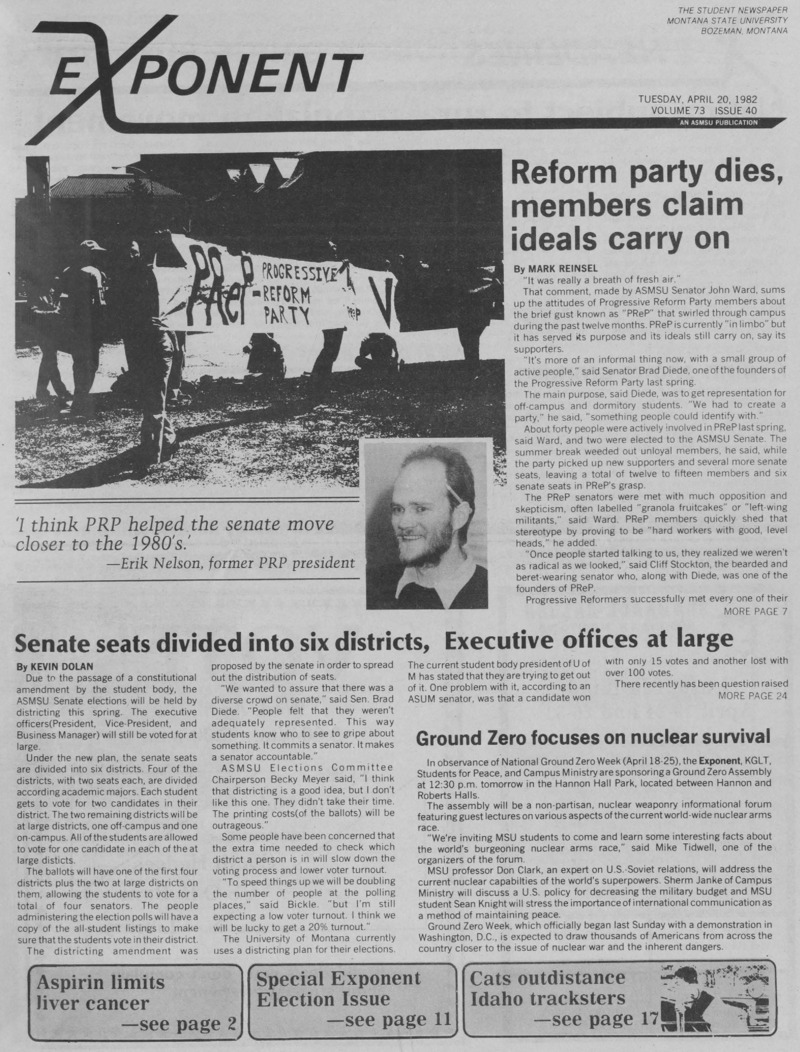 The Exponent, April 20, 1982