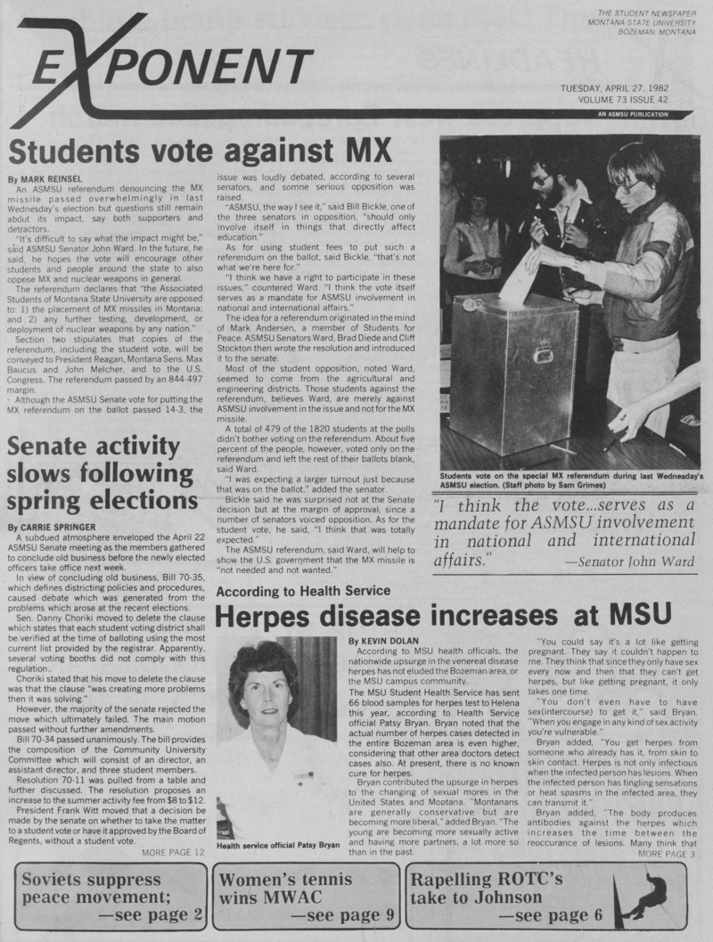 The Exponent, April 27, 1982