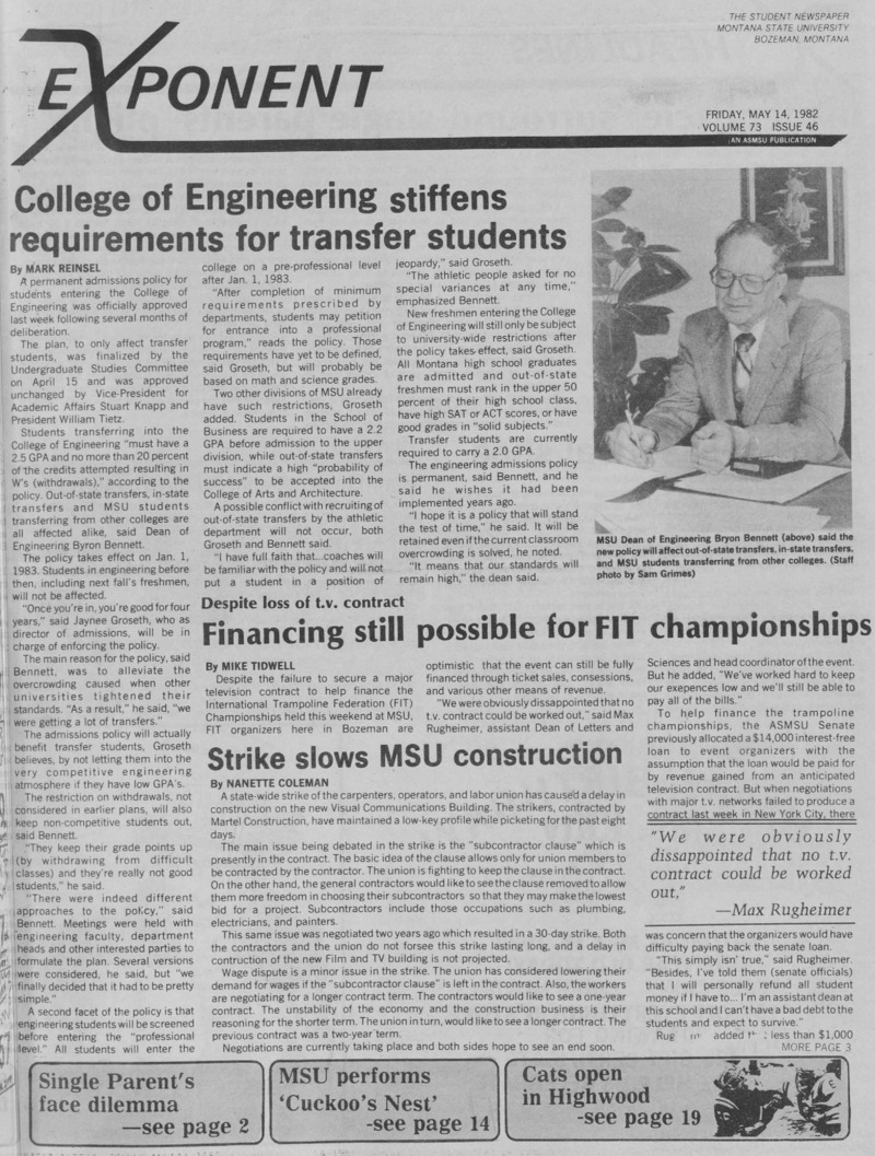 The Exponent, May 14, 1982